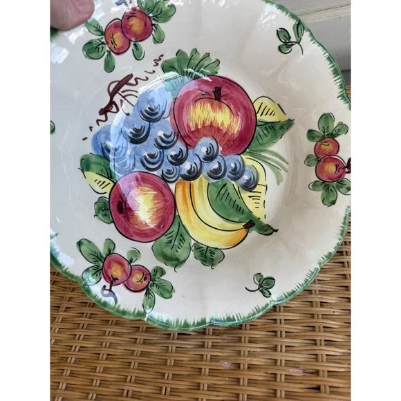 Vintage 60's Italian Art Pottery Hand Painted Fruit/Pasta Bowl 11" - Picture 8 of 10